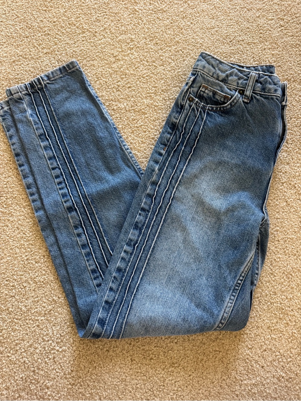 BDG Medium Blue High-Rise Straight Jeans with Triple Side Stitch